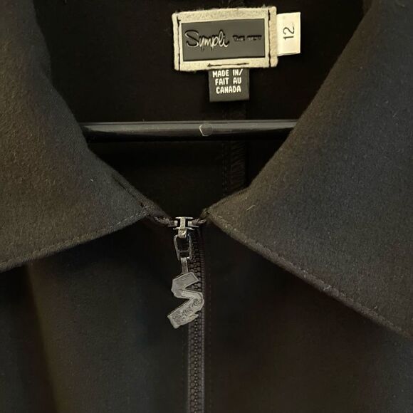 Sympli Collared Zip Front Black Jacket - Picture 4 of 6